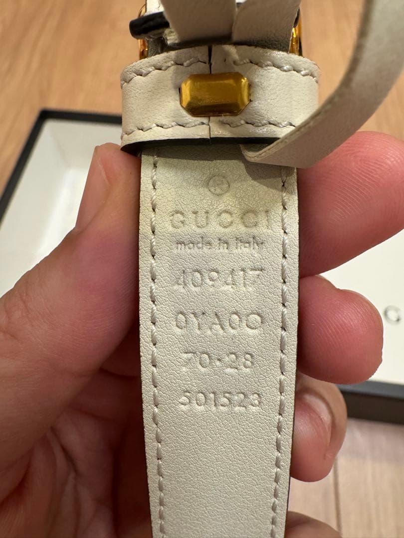 GUCCI ホワイト ベルト ダブルG スリムベルト