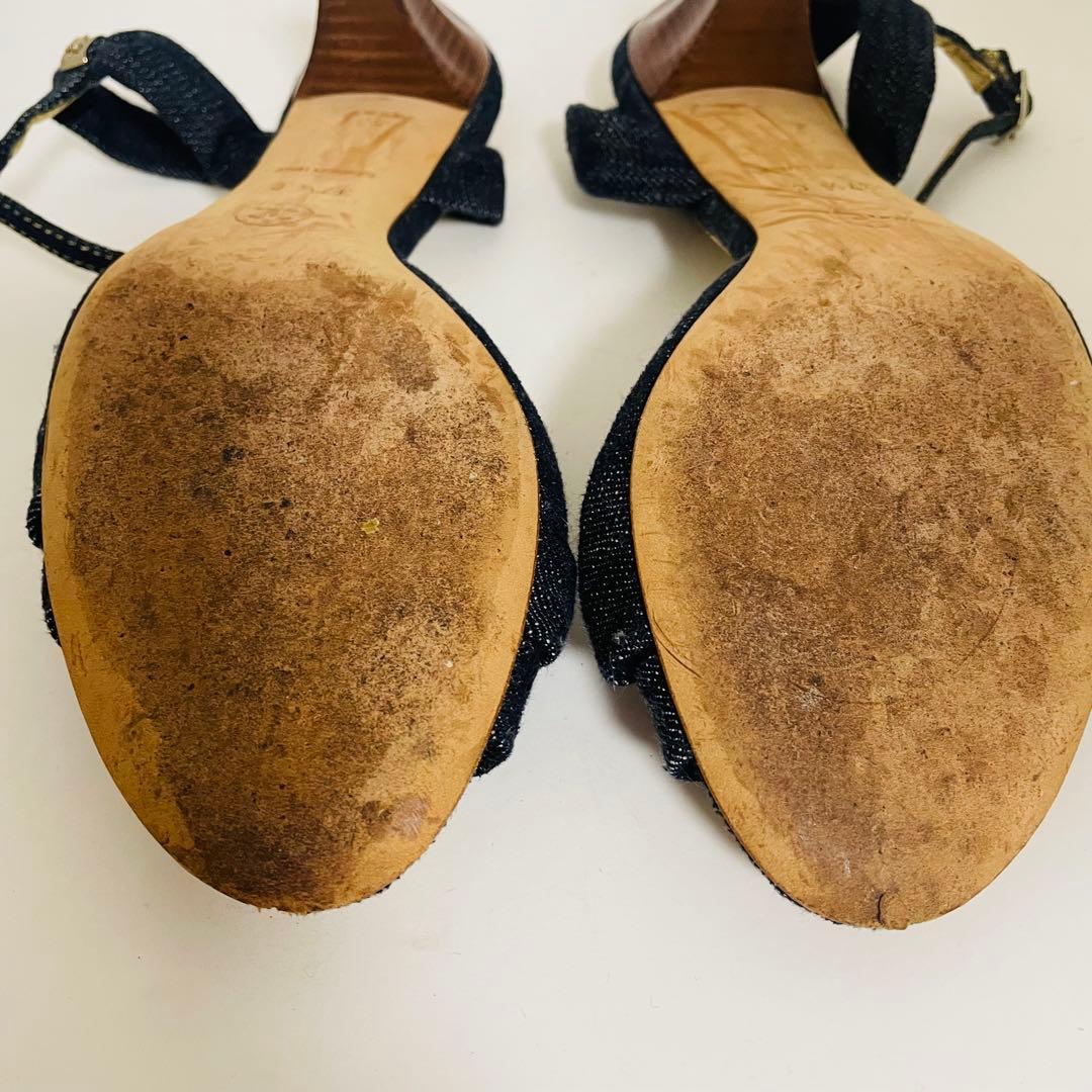 CHANEL デニムサンダル パンプス ヒール