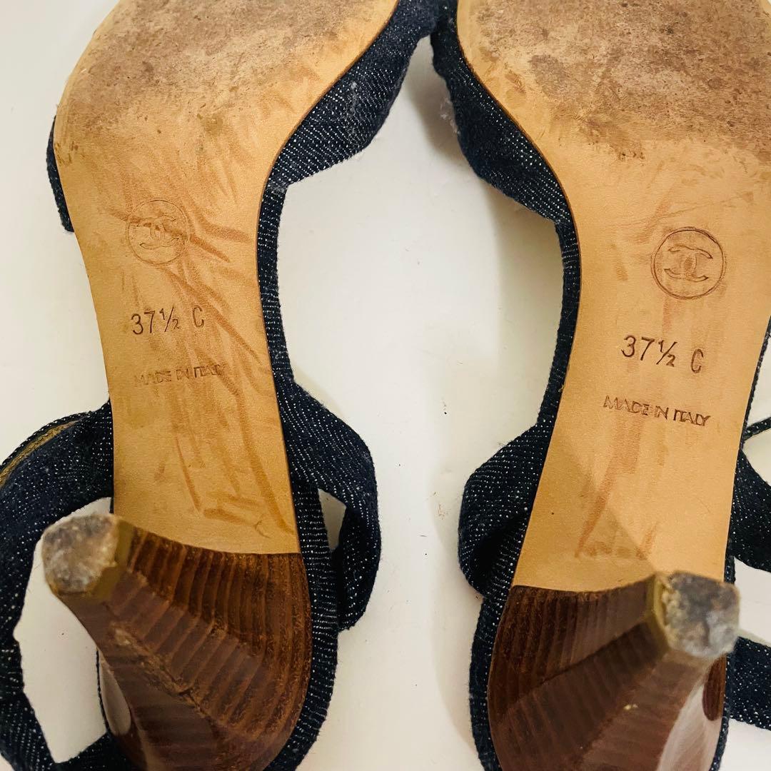 CHANEL デニムサンダル パンプス ヒール