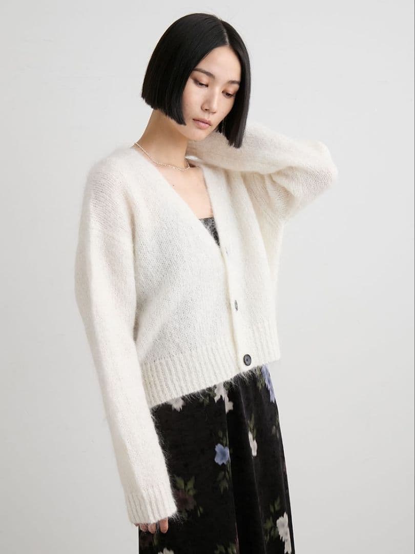 ※はるお※ミースロエ／ホリデーシャギーニットカーデ【WHT】新品・タグ付き