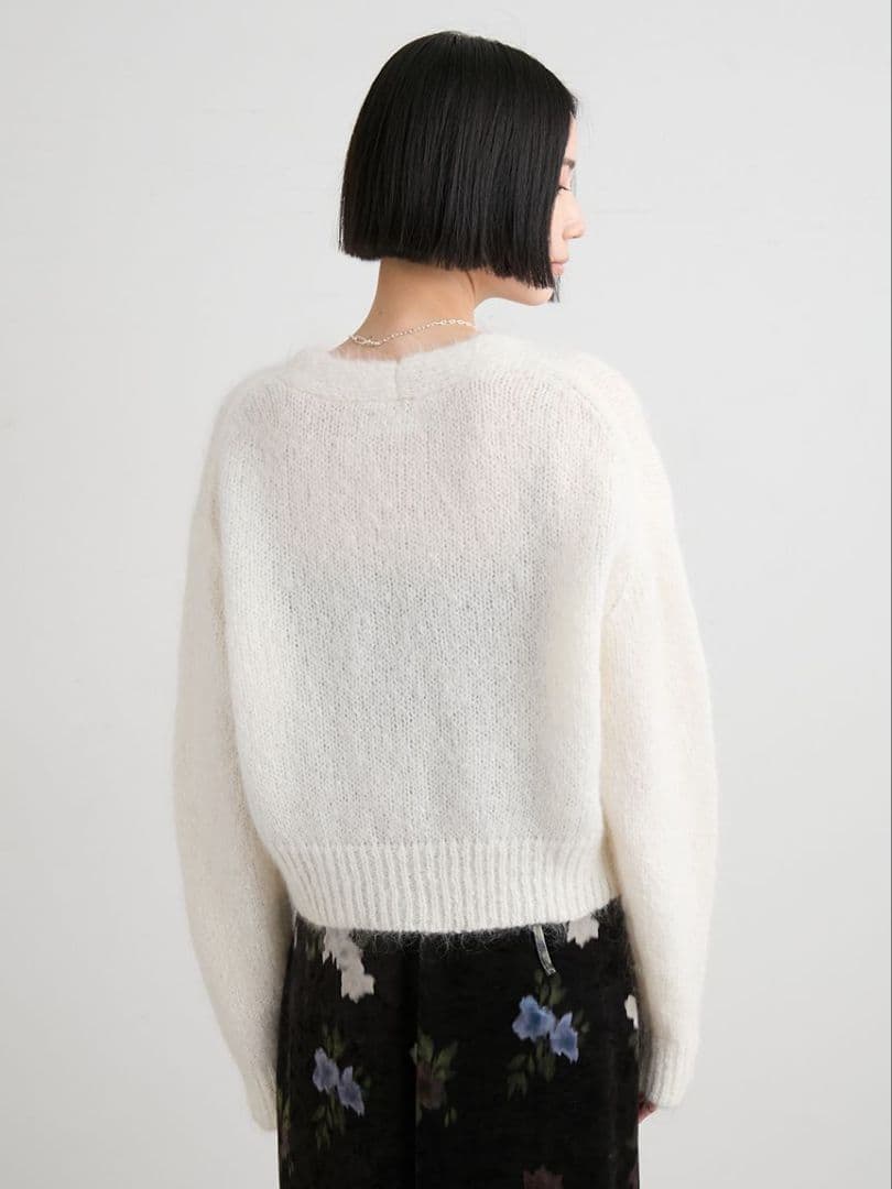 ※はるお※ミースロエ／ホリデーシャギーニットカーデ【WHT】新品・タグ付き