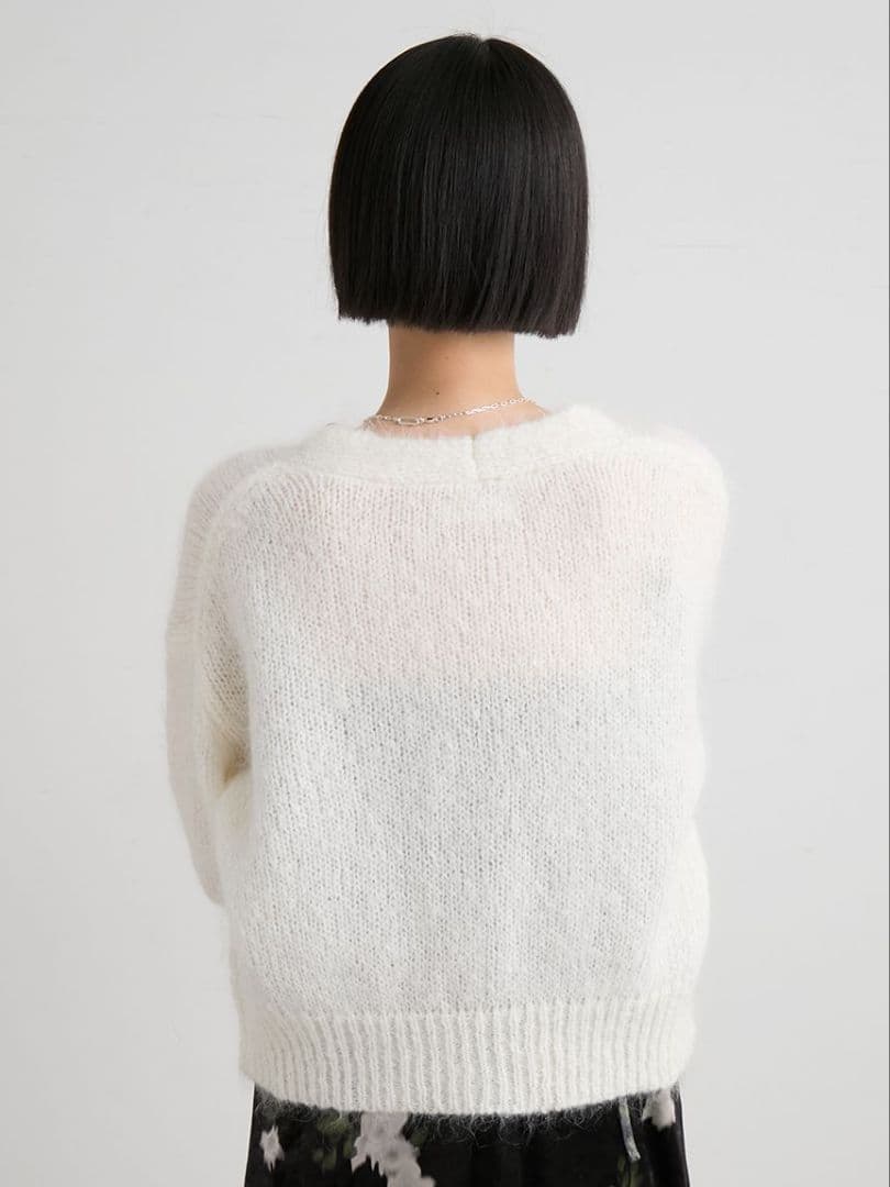 ※はるお※ミースロエ／ホリデーシャギーニットカーデ【WHT】新品・タグ付き