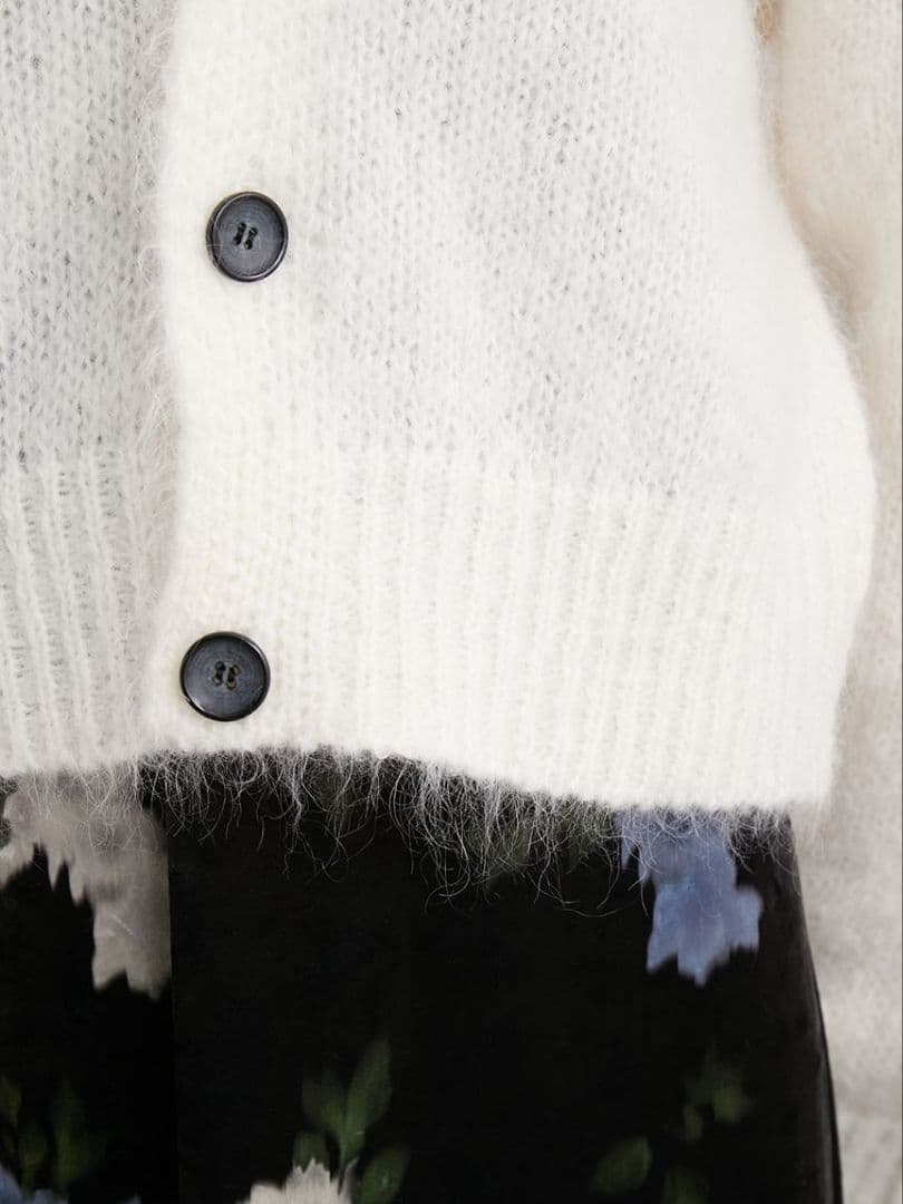 ※はるお※ミースロエ／ホリデーシャギーニットカーデ【WHT】新品・タグ付き