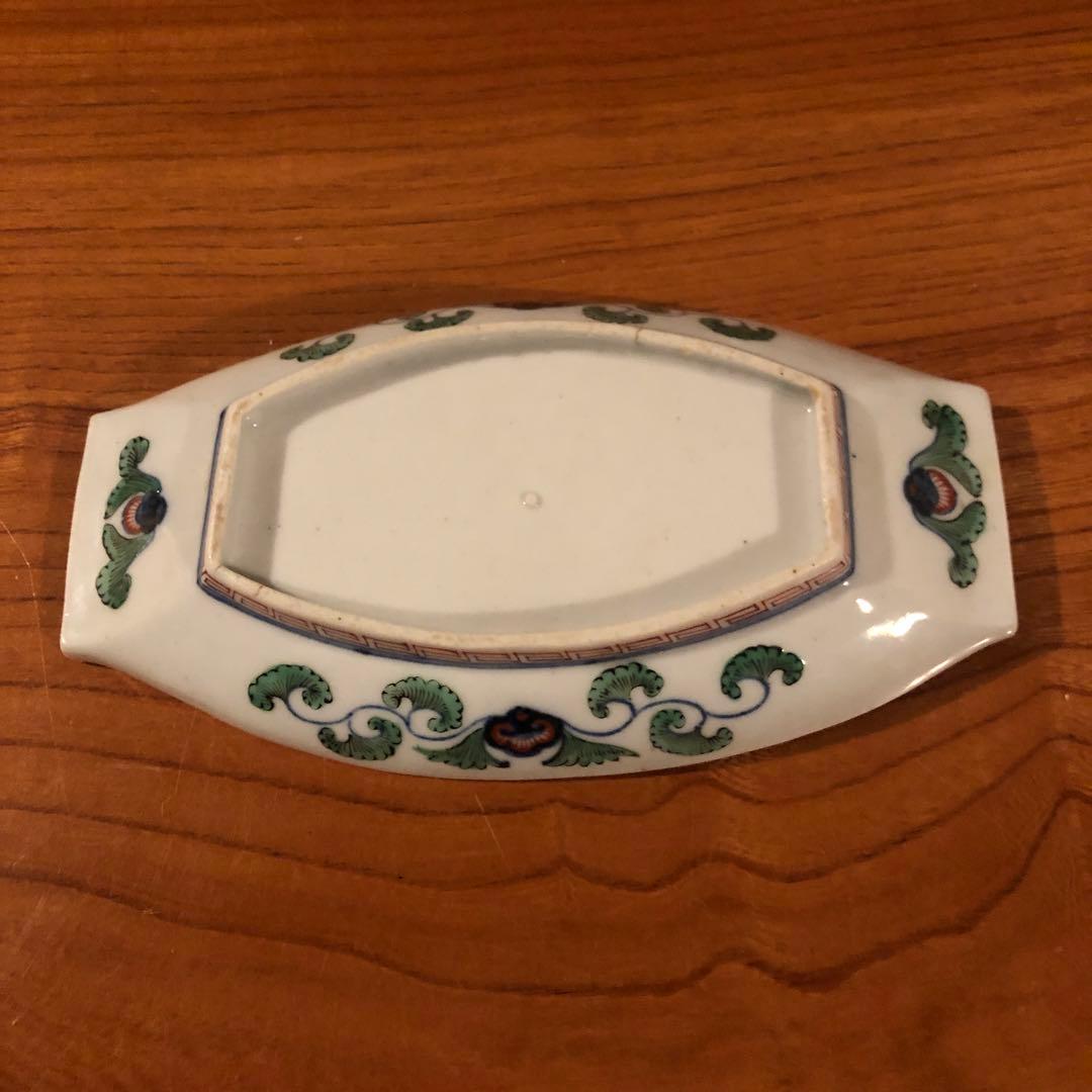 上手の古伊万里色絵舟形皿5客