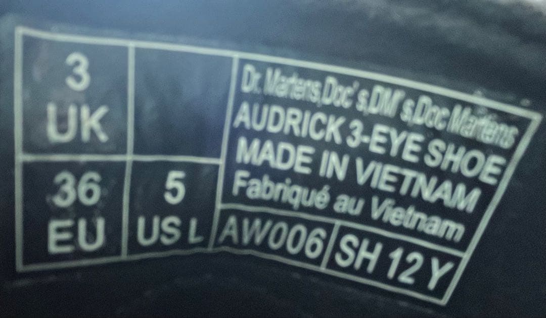 靴 Dr.Martens AUDRICK 3-EYE UK3