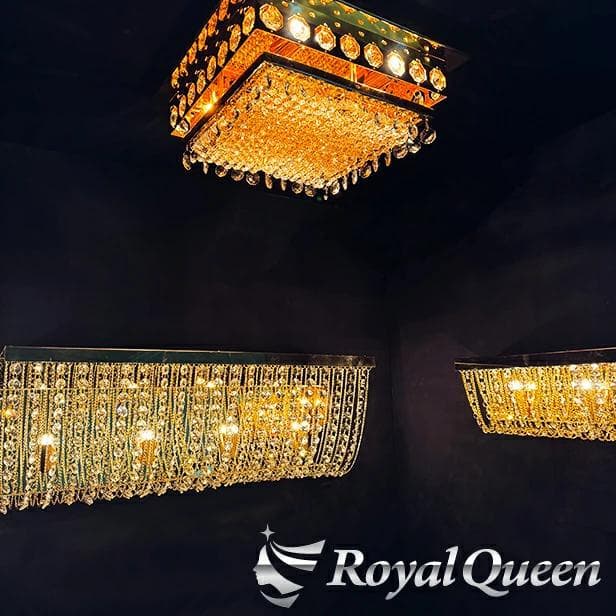 0622 ゴールドメッキ 豪華 ナイアガラ シャンデリア 幅約400mm 照明