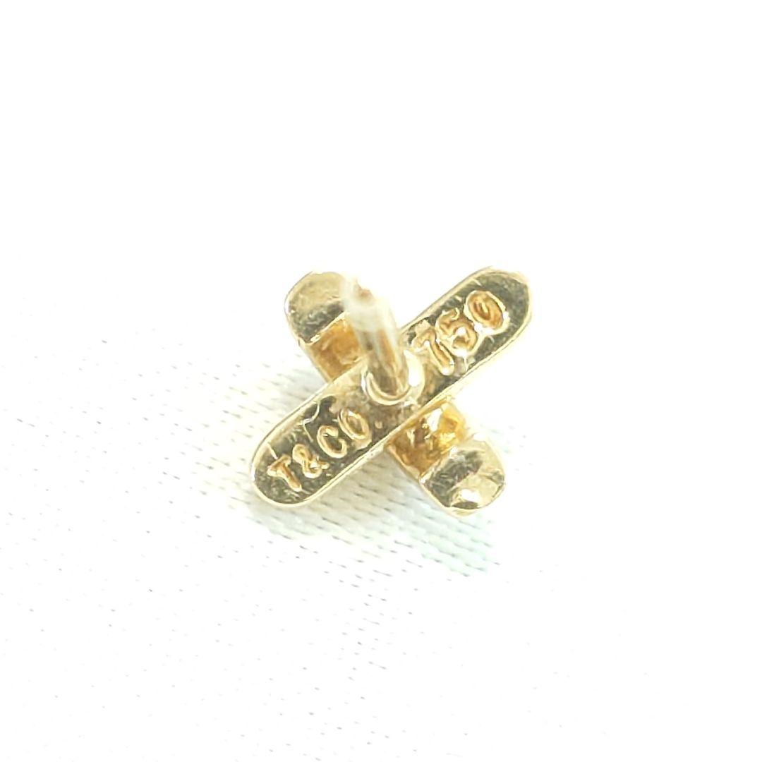 【美品】ティファニー K18 クロスステッチ ダイヤ ピアス 片耳用 6737