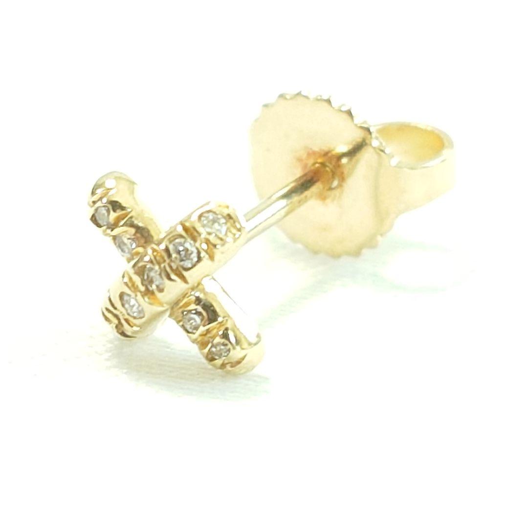 【美品】ティファニー K18 クロスステッチ ダイヤ ピアス 片耳用 6737