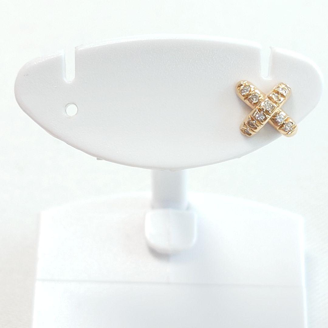 【美品】ティファニー K18 クロスステッチ ダイヤ ピアス 片耳用 6737