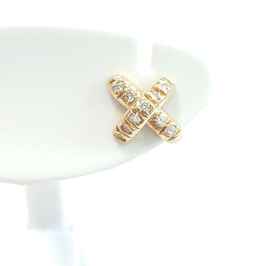 【美品】ティファニー K18 クロスステッチ ダイヤ ピアス 片耳用 6737