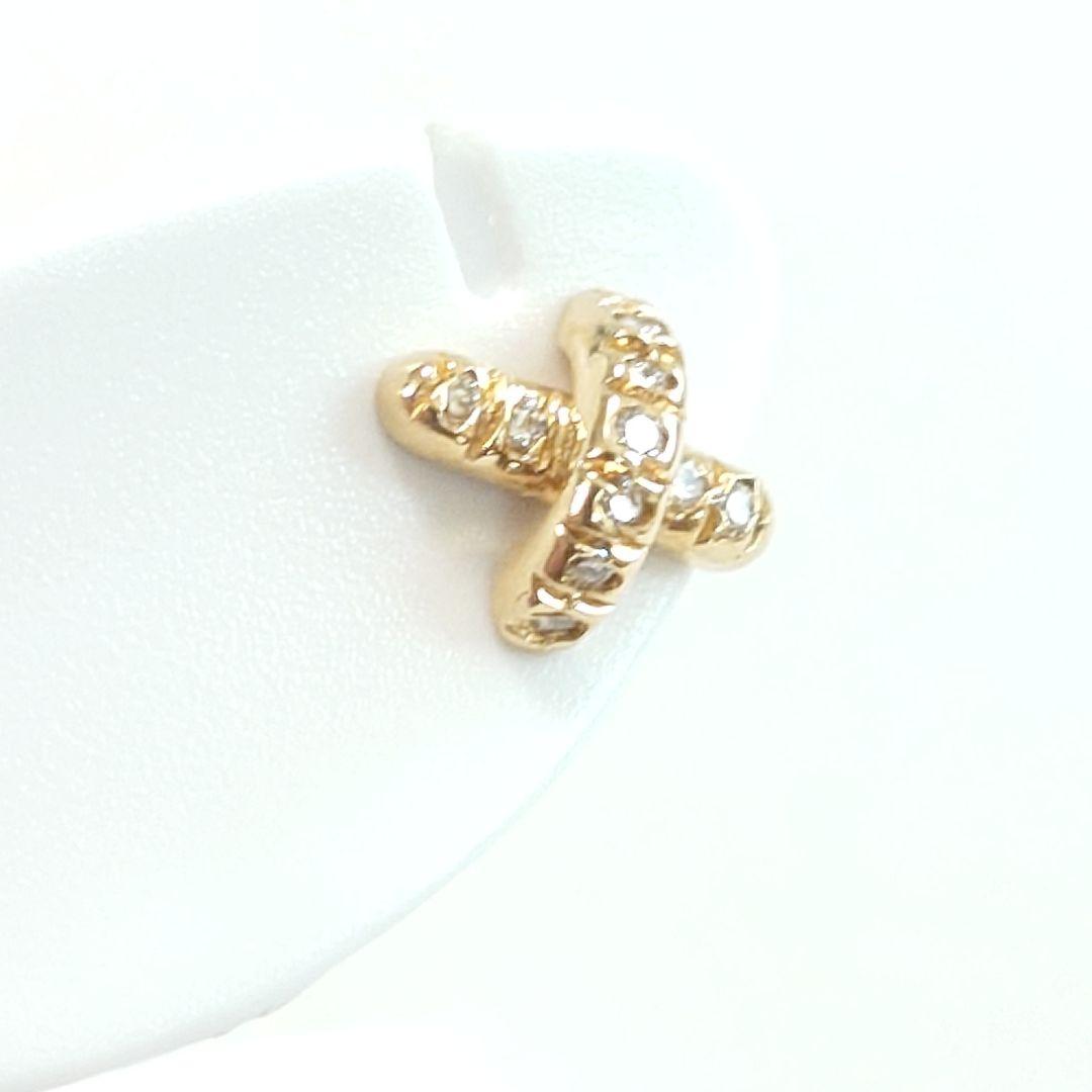 【美品】ティファニー K18 クロスステッチ ダイヤ ピアス 片耳用 6737