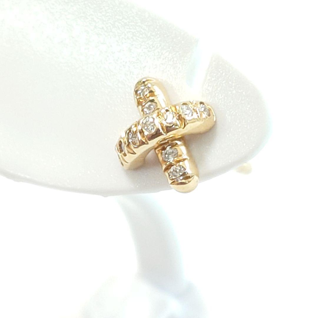 【美品】ティファニー K18 クロスステッチ ダイヤ ピアス 片耳用 6737