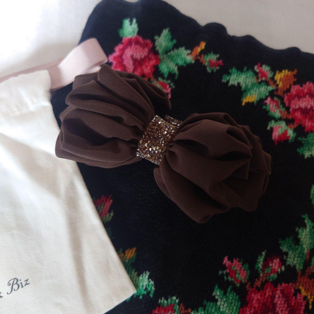 コンプレックスビズ　ラフィネリボン バナナクリップ(ブラウン)