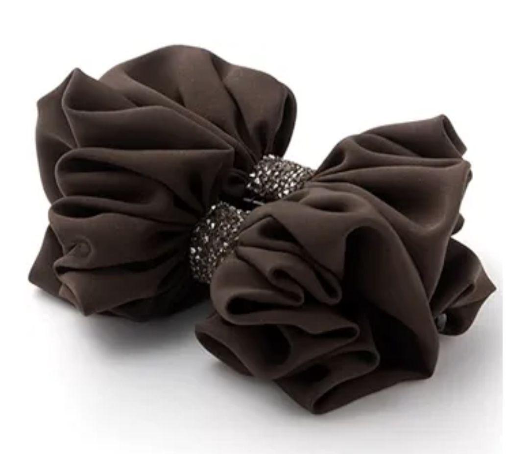 コンプレックスビズ　ラフィネリボン バナナクリップ(ブラウン)