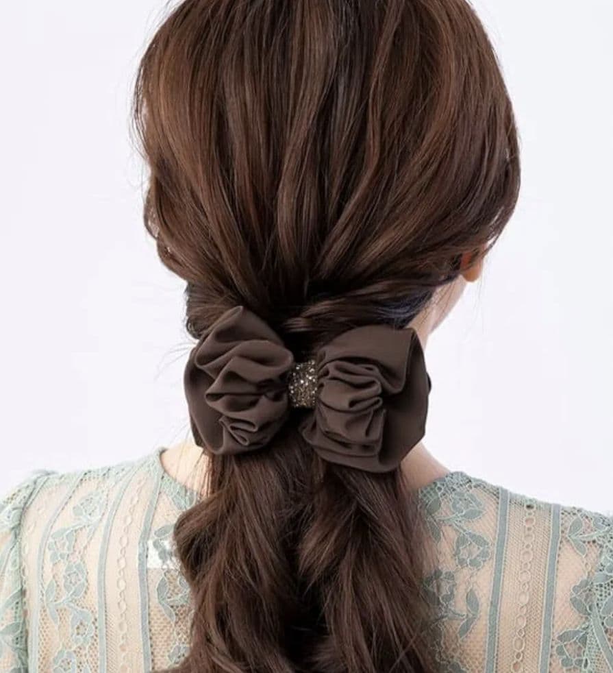 コンプレックスビズ　ラフィネリボン バナナクリップ(ブラウン)