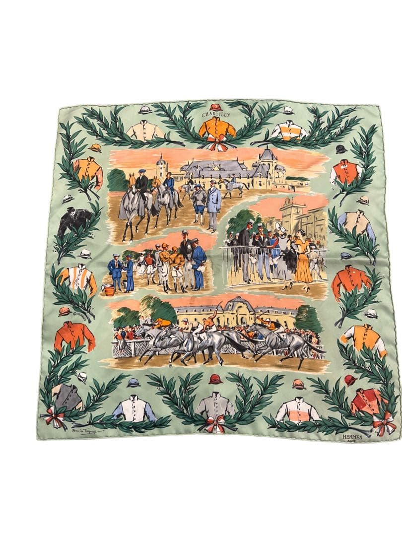 HERMES 競馬テーマ シルクスカーフ