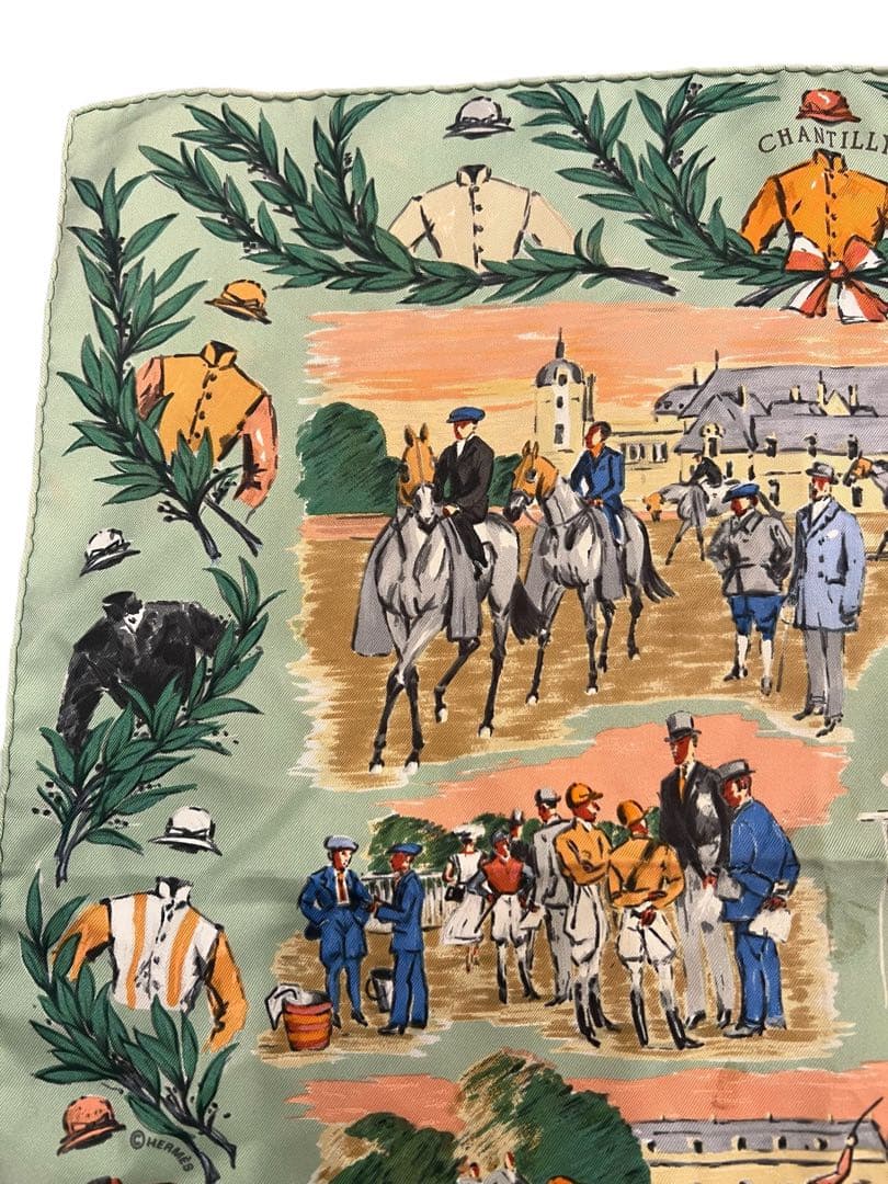 HERMES 競馬テーマ シルクスカーフ