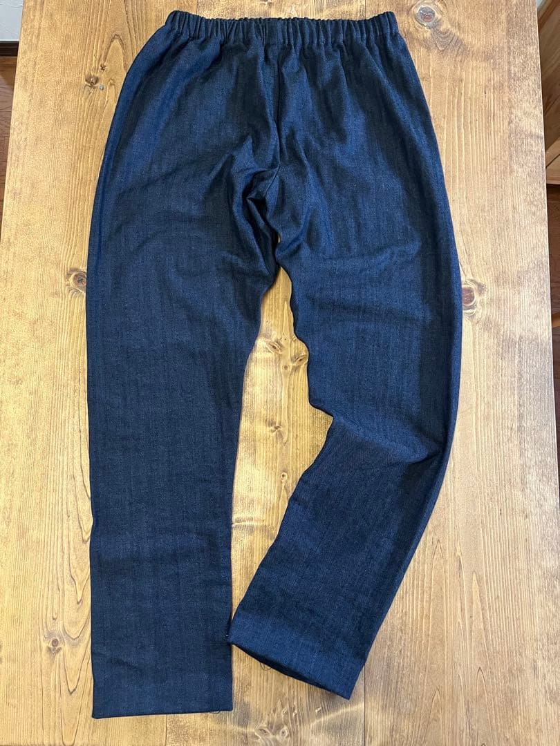 新作岡山デニムモンペヘリンボーンhandmadeＬゆったりインディゴうなぎの寝床