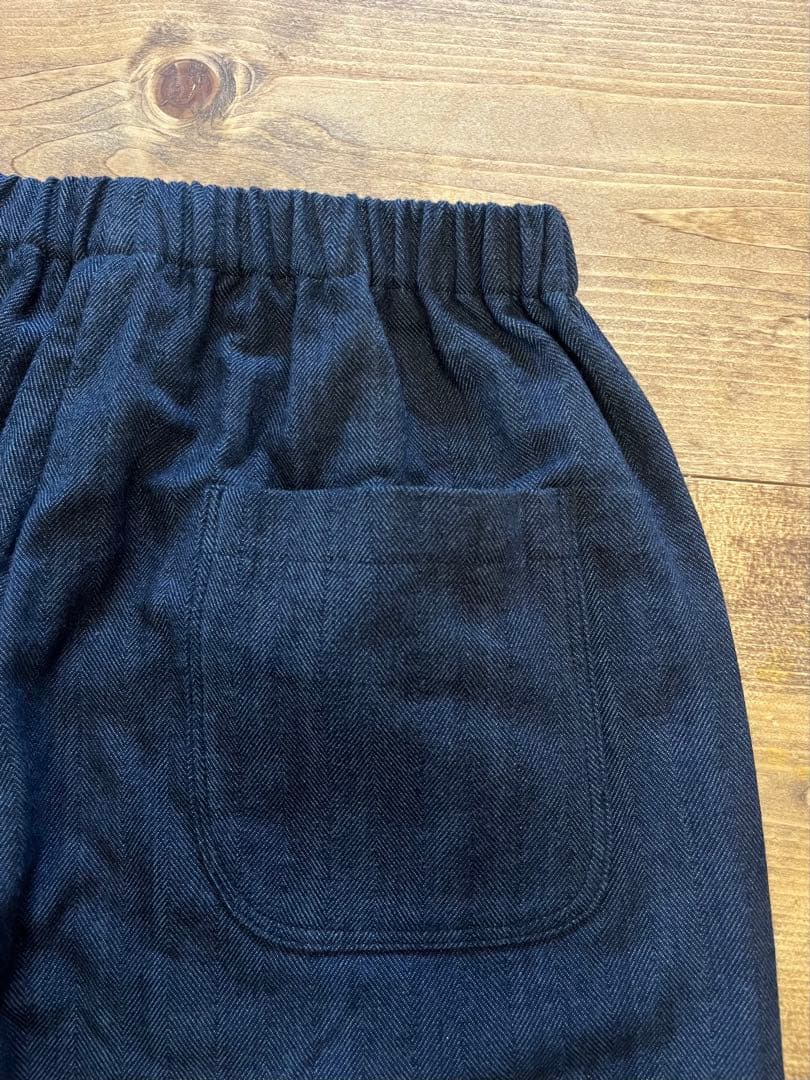 新作岡山デニムモンペヘリンボーンhandmadeＬゆったりインディゴうなぎの寝床