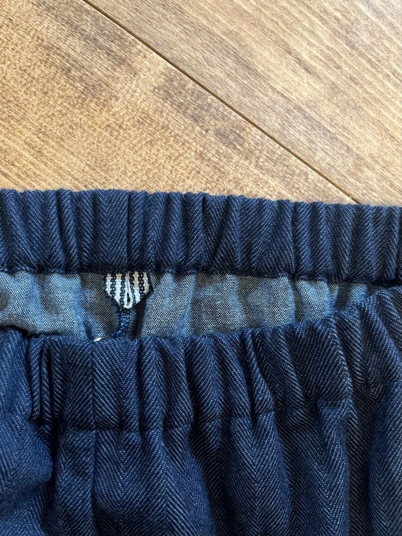 新作岡山デニムモンペヘリンボーンhandmadeＬゆったりインディゴうなぎの寝床