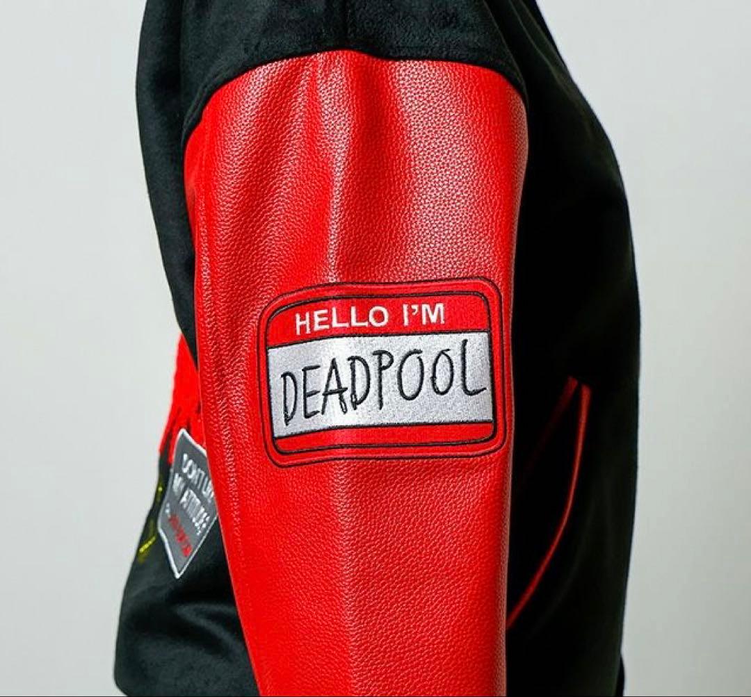 デッドプール スタジャン dead pool varsity jacket 赤黒