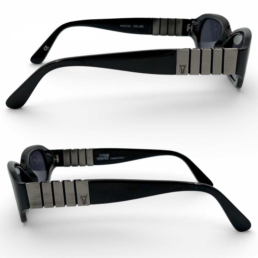 ヴェルサーチ サングラス グレカ模様 ブラック シルバー金具 y2k 00s