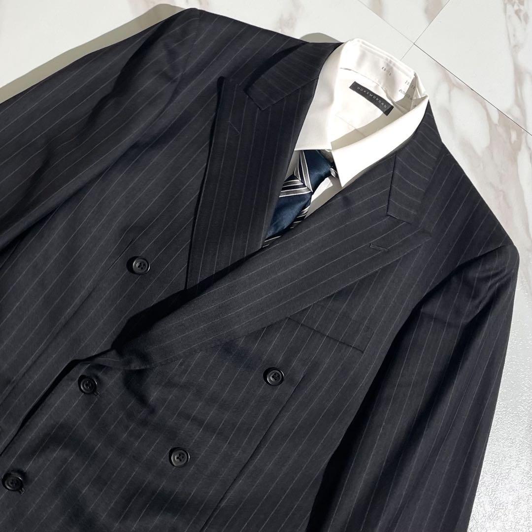 BurberryLondonダークグレー ストライプ ビジネススーツ