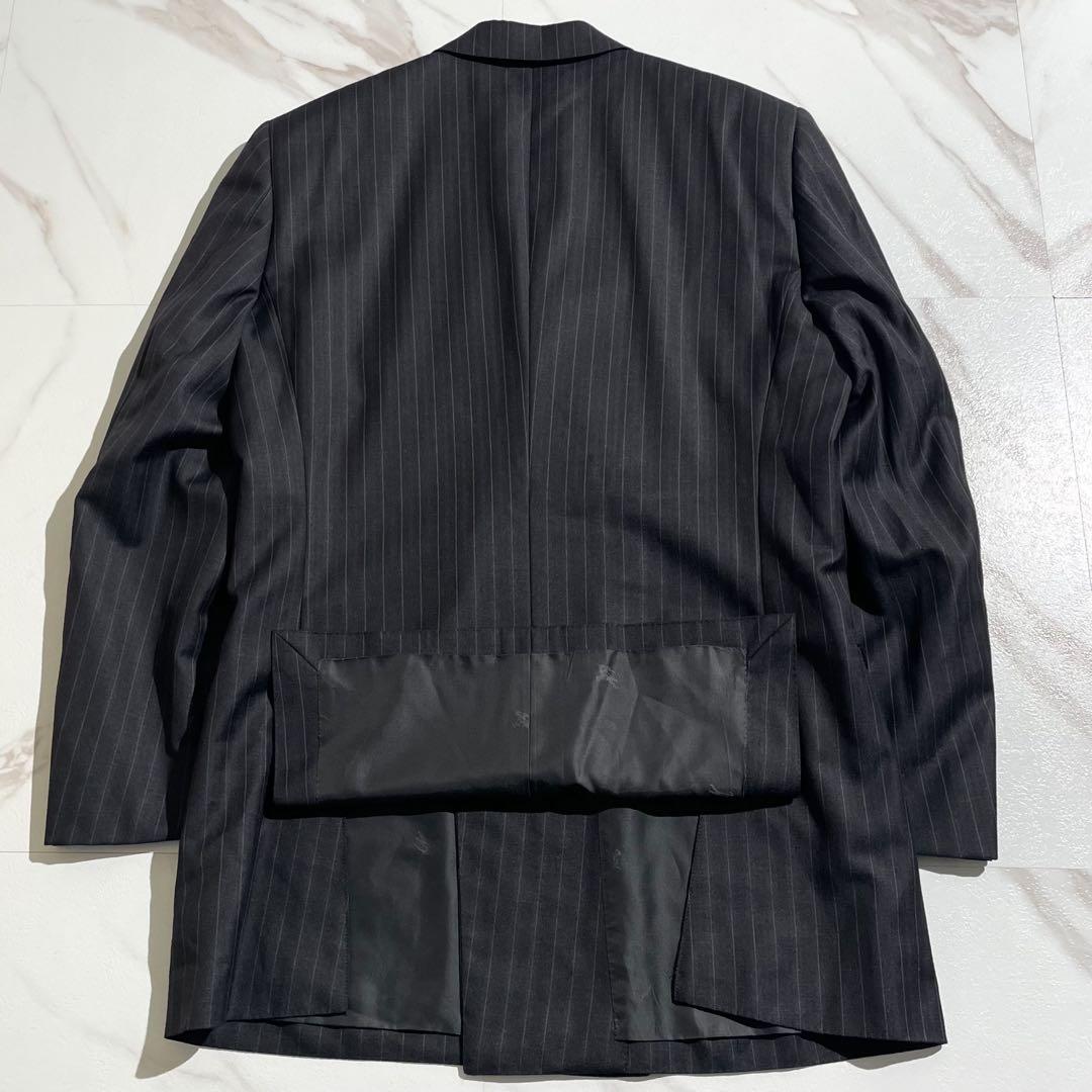 BurberryLondonダークグレー ストライプ ビジネススーツ
