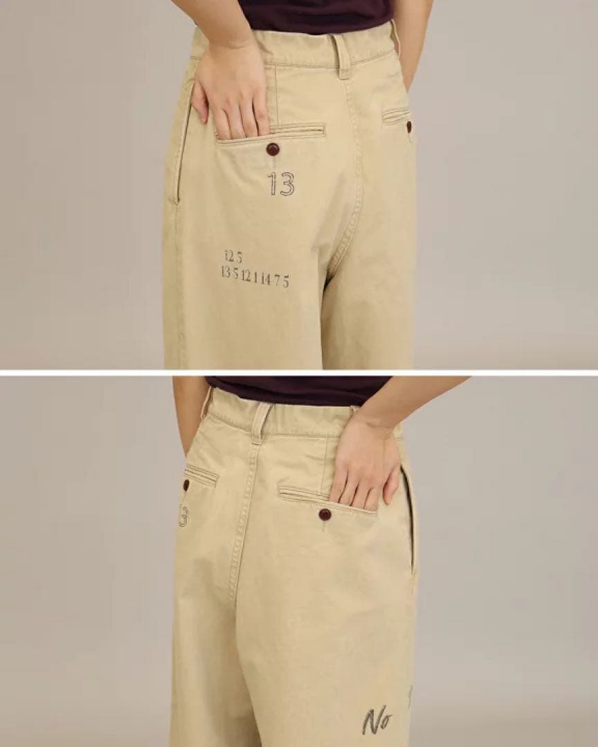 今期Le Melange ロゴ入りチノパン　マレットメット