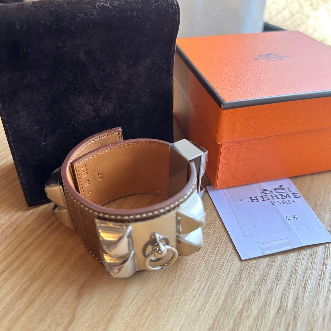 エルメス HERMES コリエドシアン 新品未使用 シルバー ブラウン T刻印