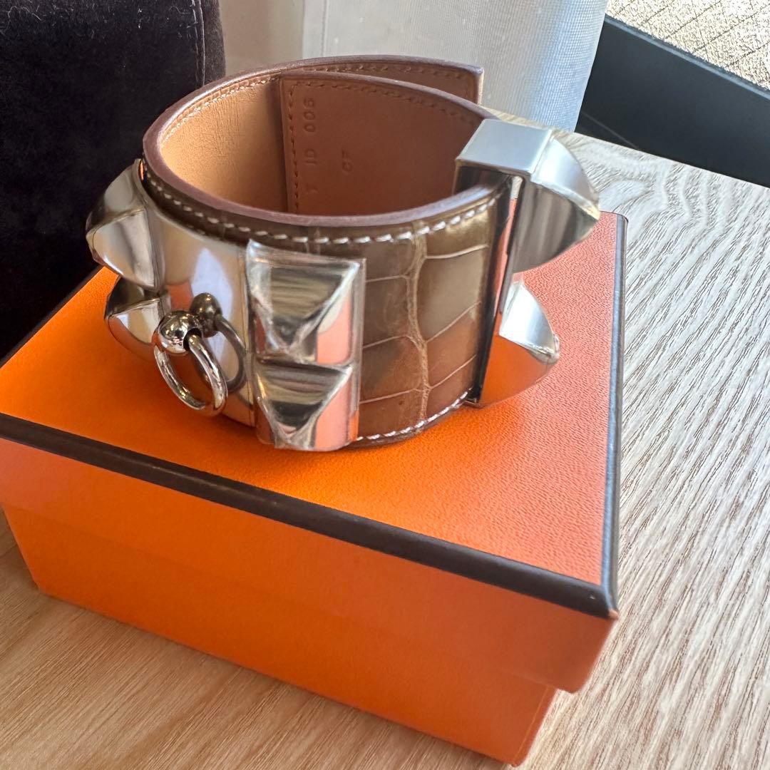 エルメス HERMES コリエドシアン 新品未使用 シルバー ブラウン T刻印