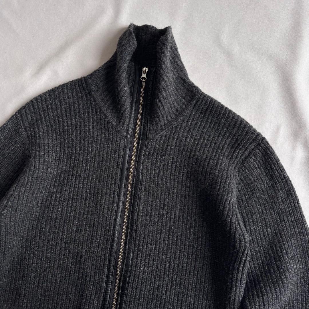 00s COMME CA ISM wool ds knit レザー切替