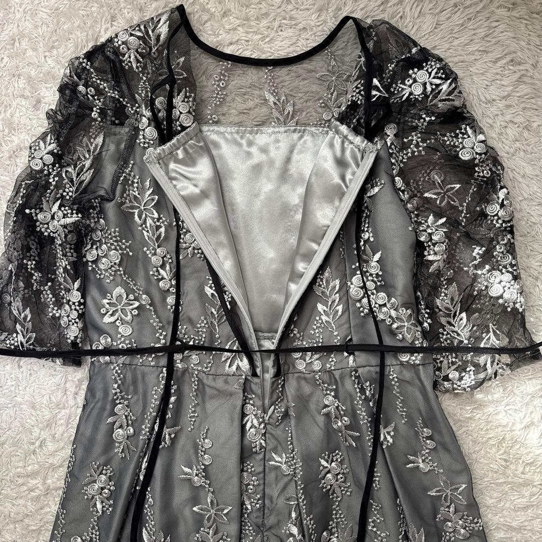 極美品 niana 刺繍レース バックリボン パーティードレス 二次会 Lサイズ