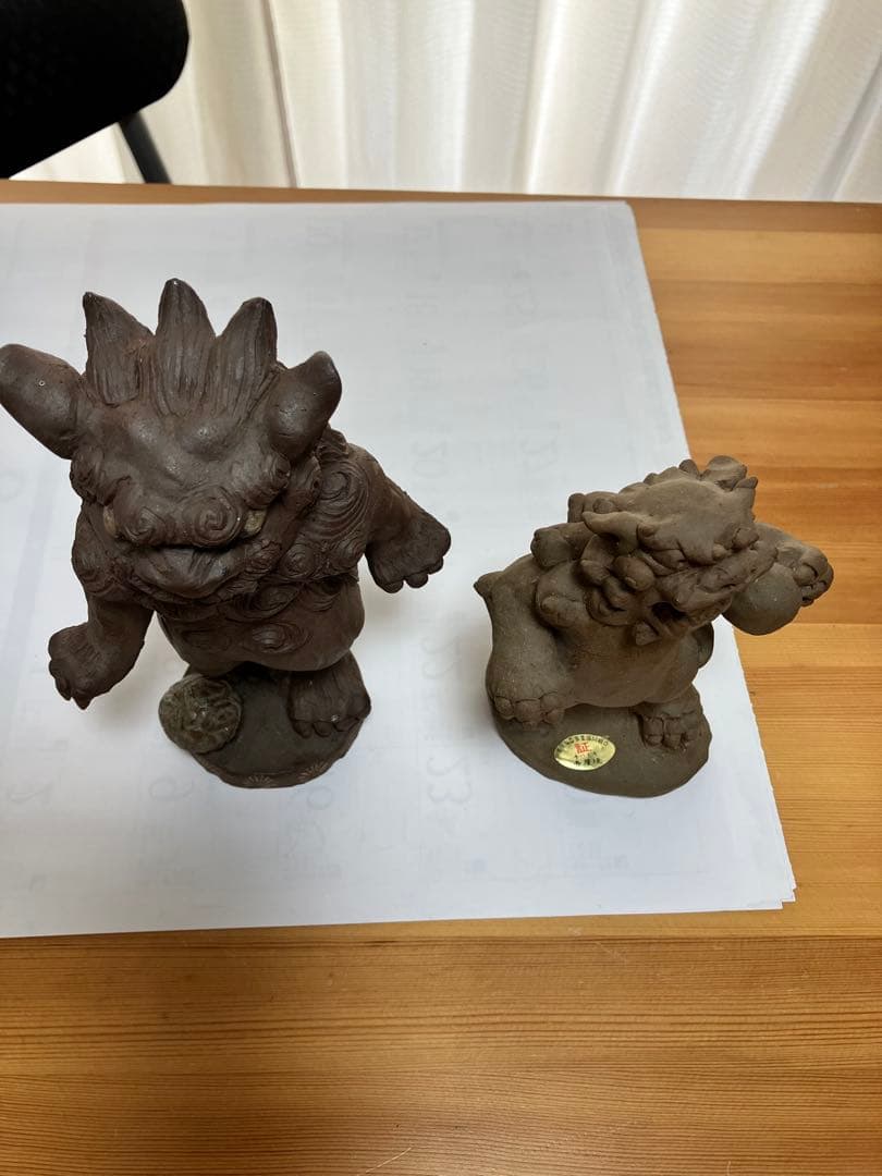 琉球　沖縄　壺屋焼　立ちシーサー二体　ヤチムン　やちむん