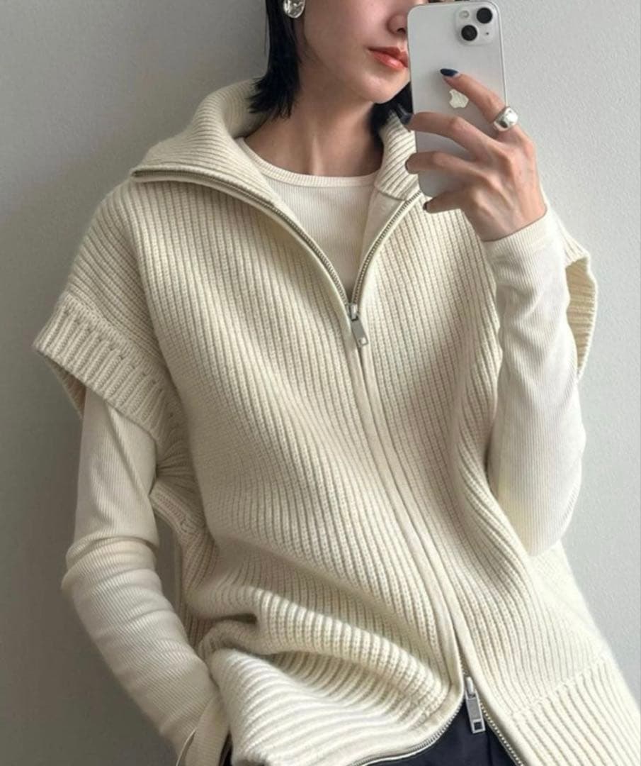 【CLANE】ZIP COLLAR KNIT VEST