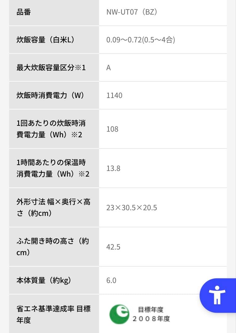 【新品、未使用】象印 NW-UT07 炊飯器 4合炊き ブラック