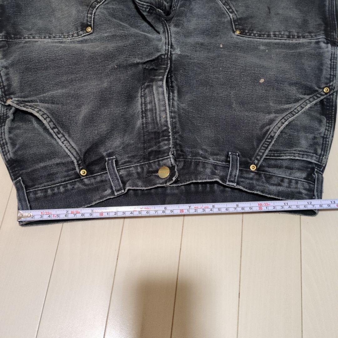 Carhartt ブラック ワークパンツ フリンジ裾
