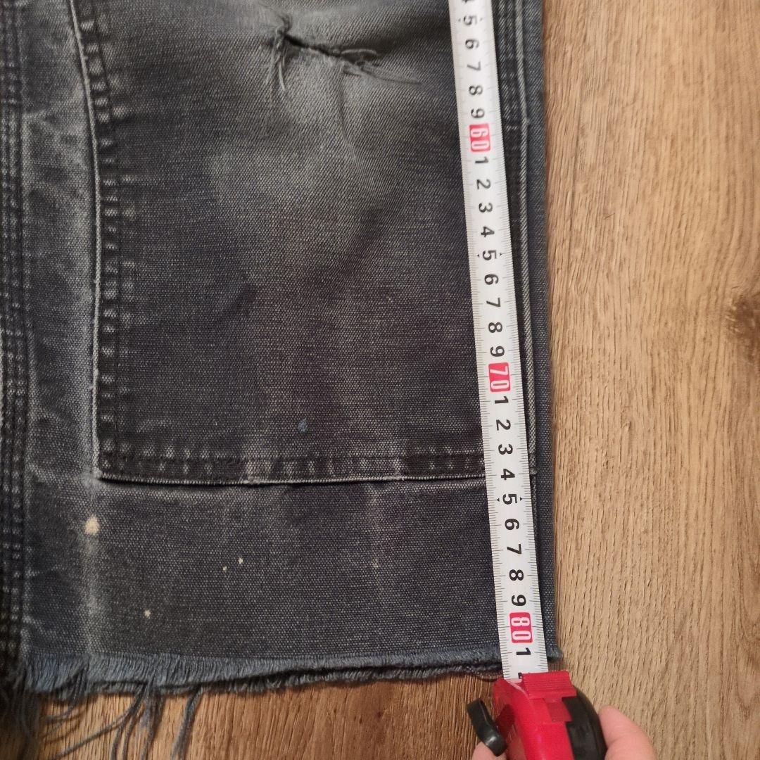 Carhartt ブラック ワークパンツ フリンジ裾