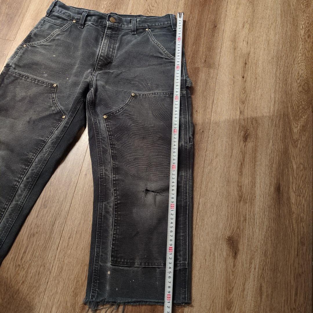 Carhartt ブラック ワークパンツ フリンジ裾