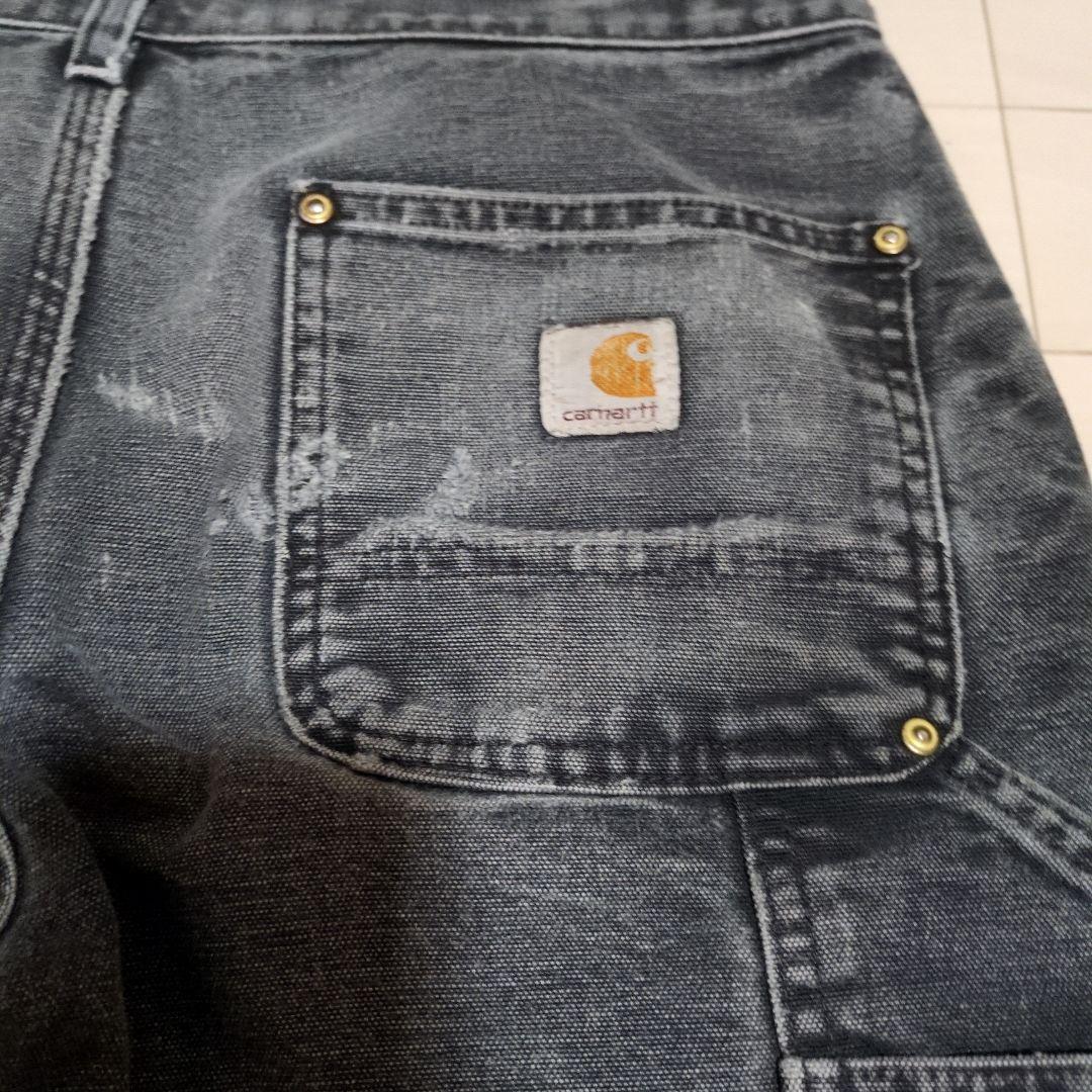 Carhartt ブラック ワークパンツ フリンジ裾
