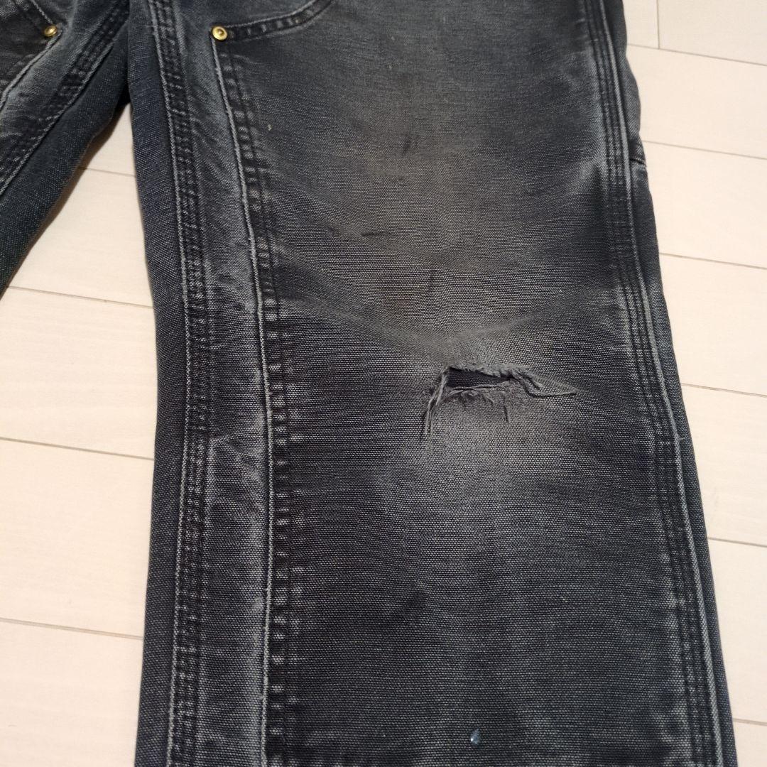 Carhartt ブラック ワークパンツ フリンジ裾