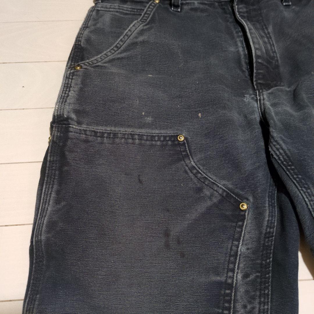 Carhartt ブラック ワークパンツ フリンジ裾