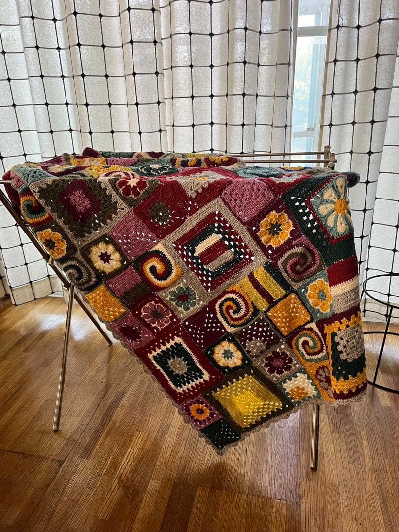 手編みモチーフブランケットA