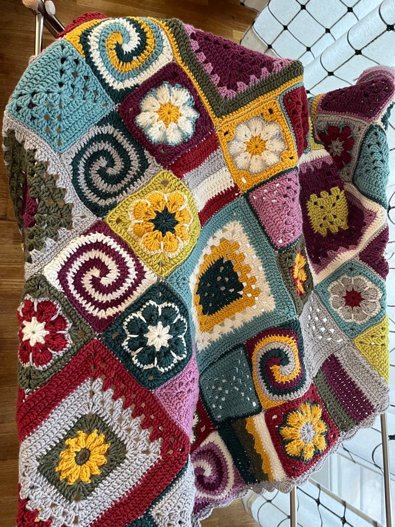 手編みモチーフブランケットA