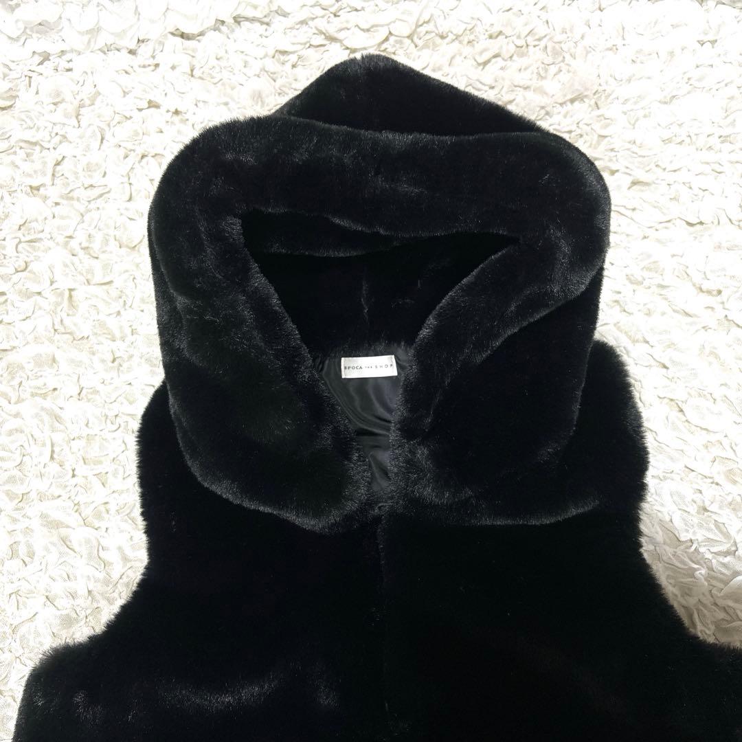 【新品】 EPOCA エポカ フード フェイクファー ベスト 光沢 モコモコ