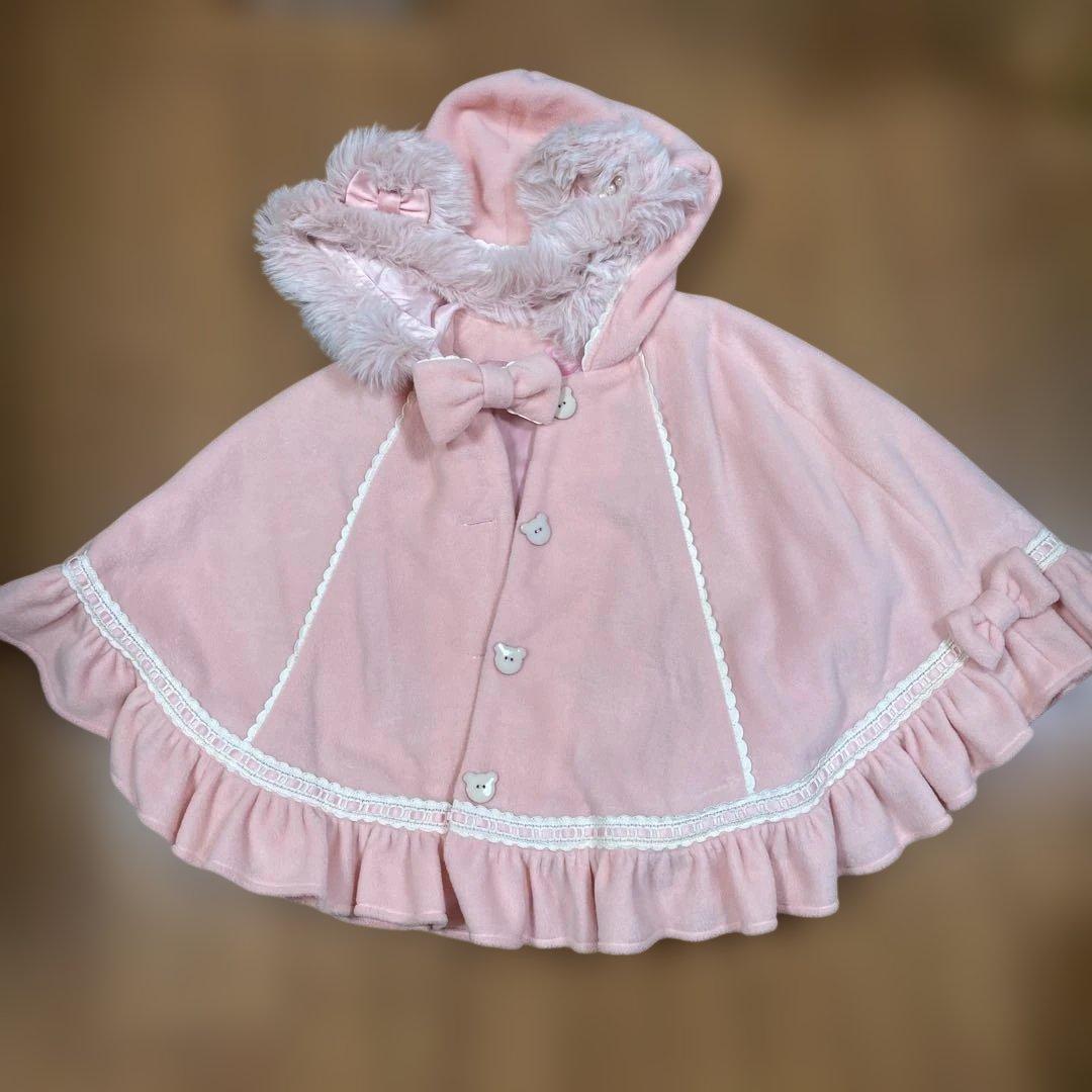 ANGELICPRETTYくまみみポンチョケープコートピンク