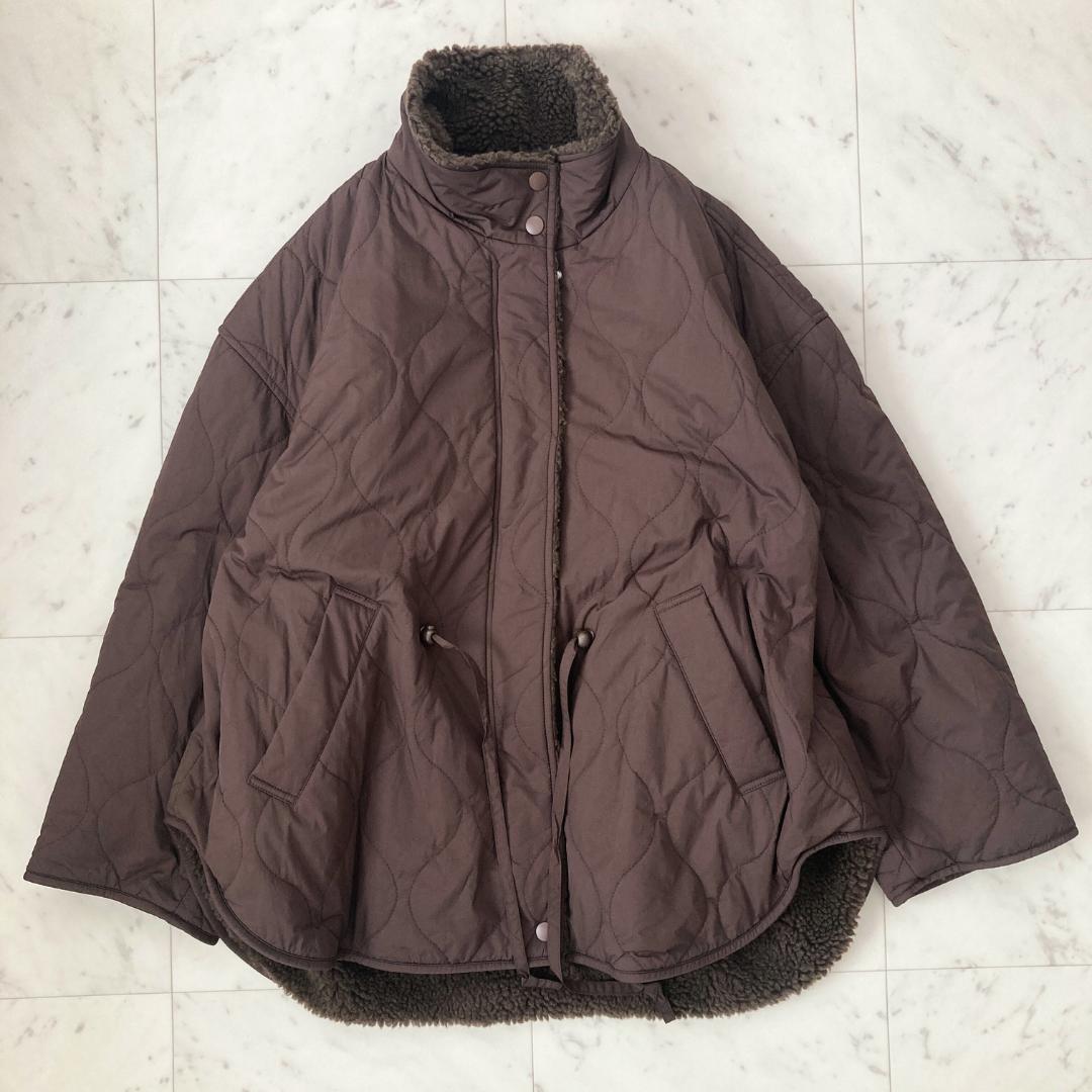 タグ付き未使用　スローブイエナ　キルトボアリバーシブルブルゾン　ブラウン