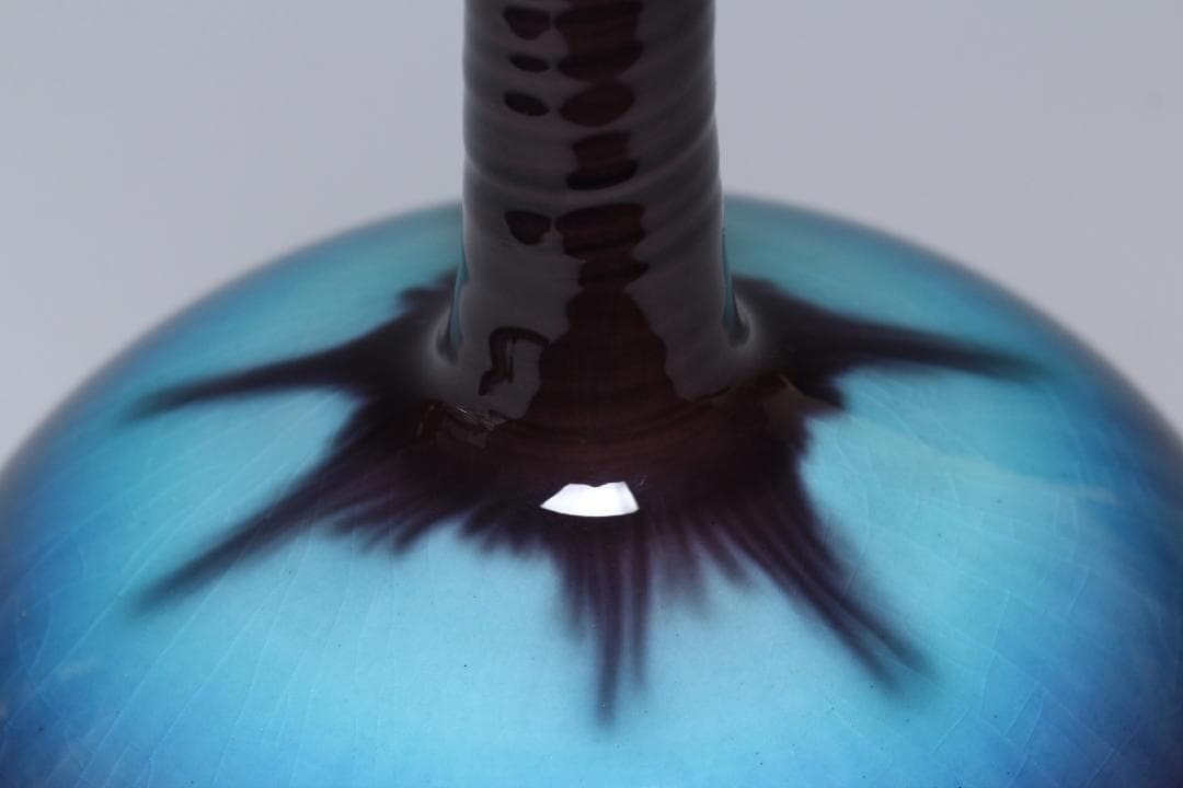 徳田正彦　彩釉花入　三代柳雨軒　徳田八十吉　人間国宝　共箱　茶道具【正一古美術】