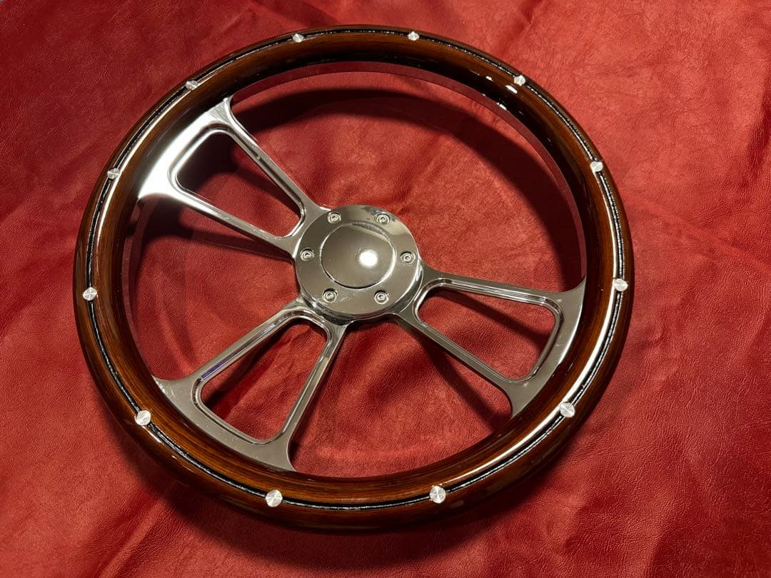 ウッド×ビレット コンビステアリング350mm☆モモピッチ☆ホーンボタン付