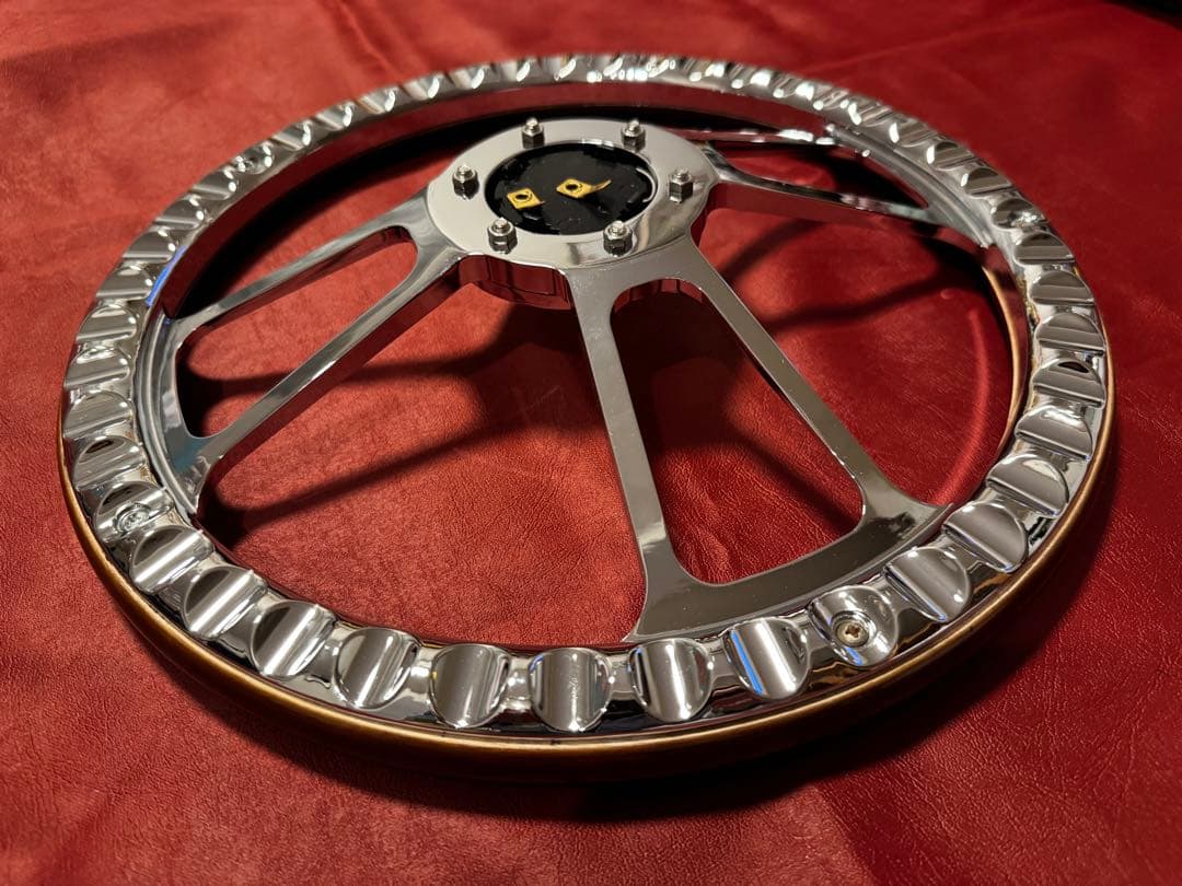 ウッド×ビレット コンビステアリング350mm☆モモピッチ☆ホーンボタン付